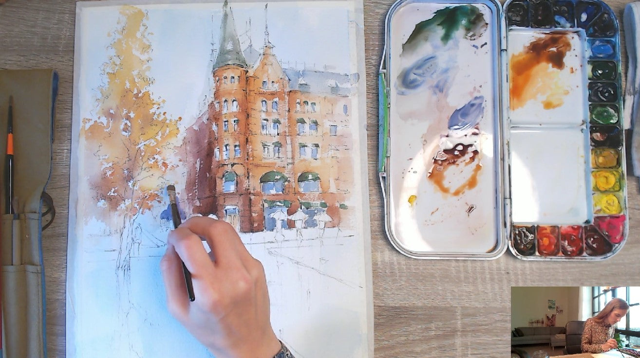 Online - Line & Wash Cityscape: Reflections • 2h