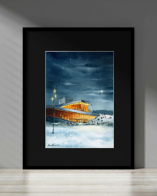 Oslo Opera House - snowy night III • Original Artwork 2021080C