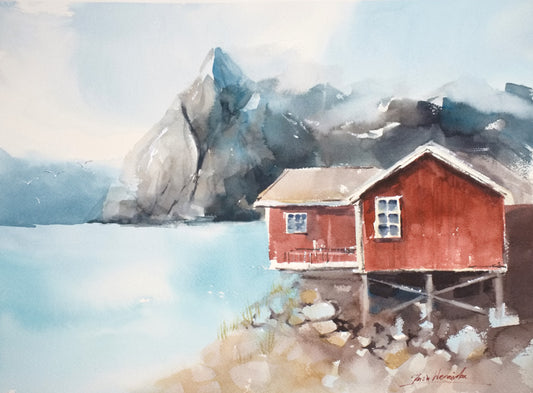 Lofoten Hamnøy • Original Artwork 28x38cm