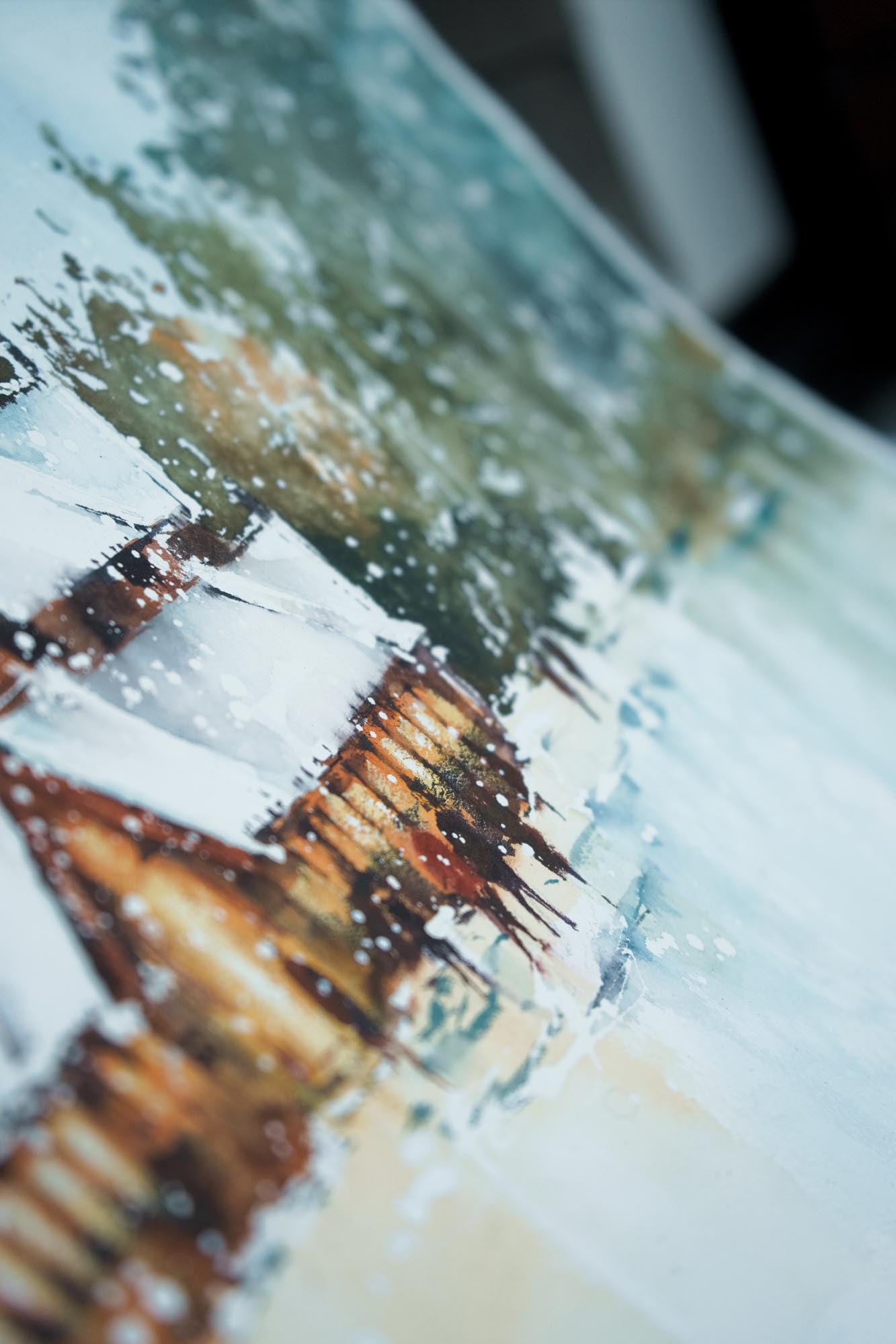 Oslo Gol Stavkirke During Winter • Original Artwork 2022075