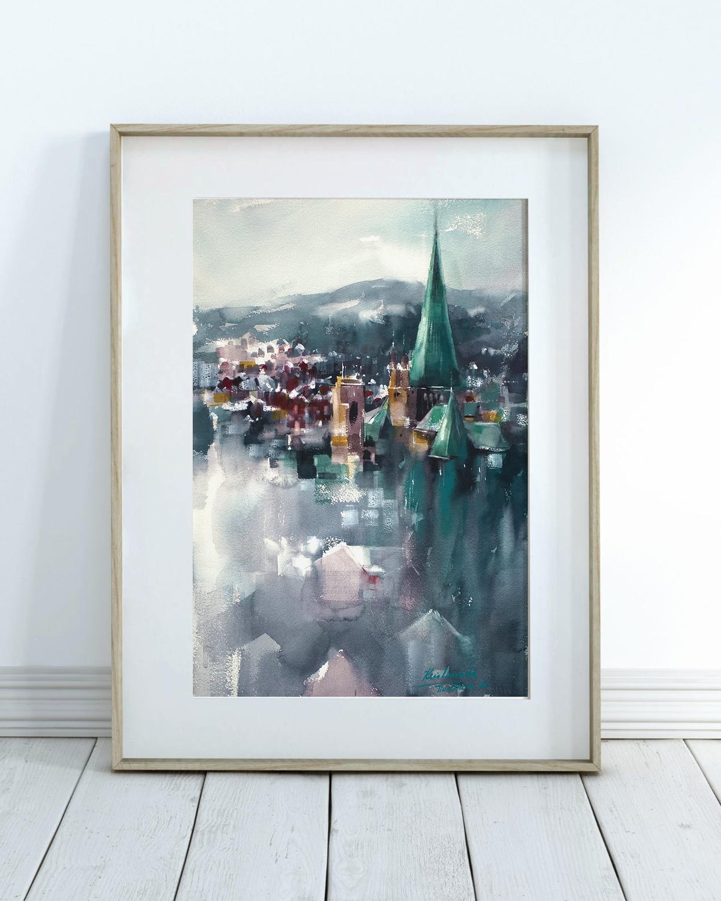 Trondheim from above • Original Artwork 2023001