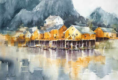 Lofoten Sakrisøy • Original Artwork 38×56 cm