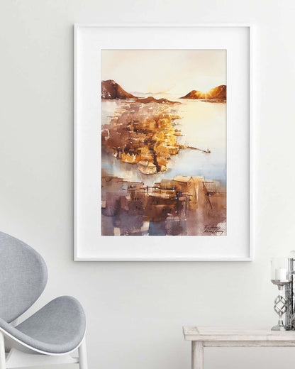 Ålesund from above • Original Artwork 38×56cm