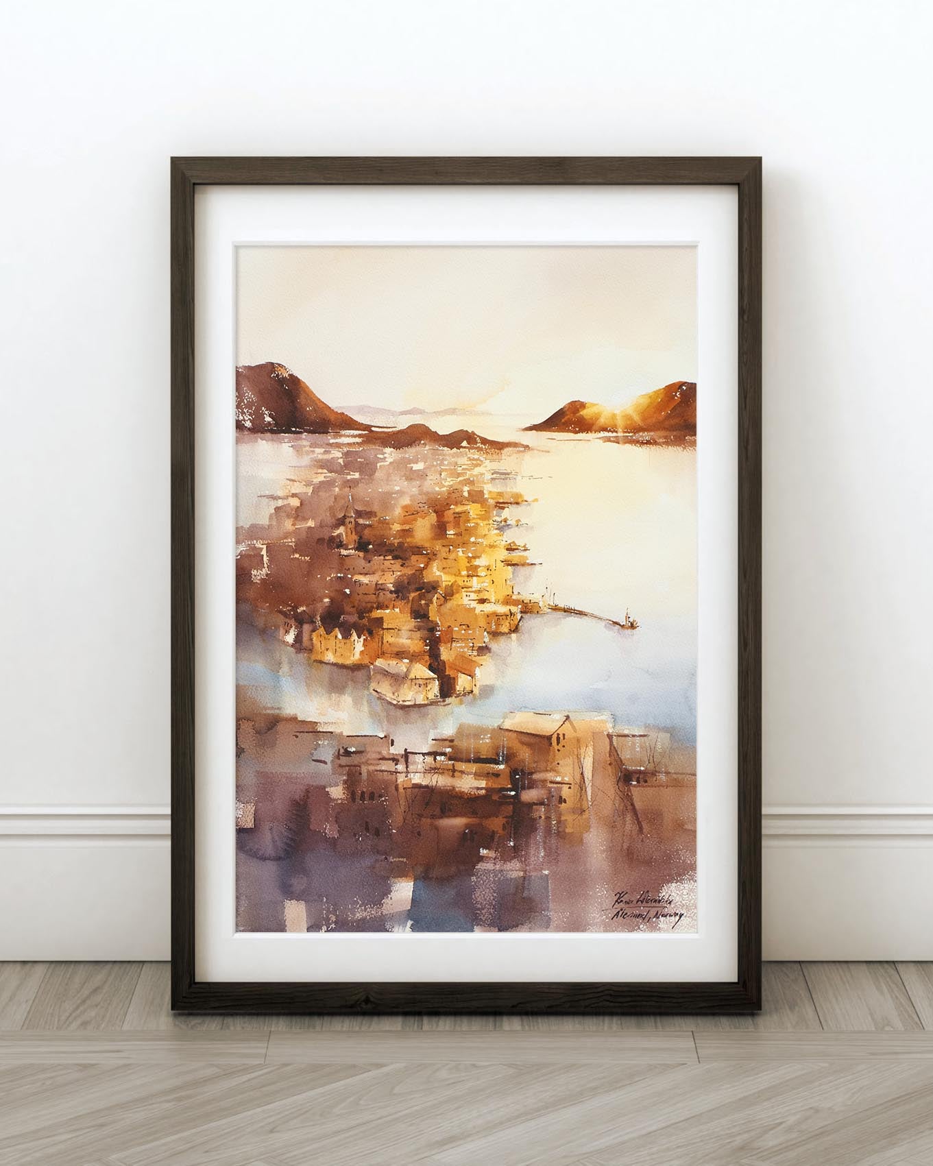 Ålesund from above • Original Artwork 38×56cm