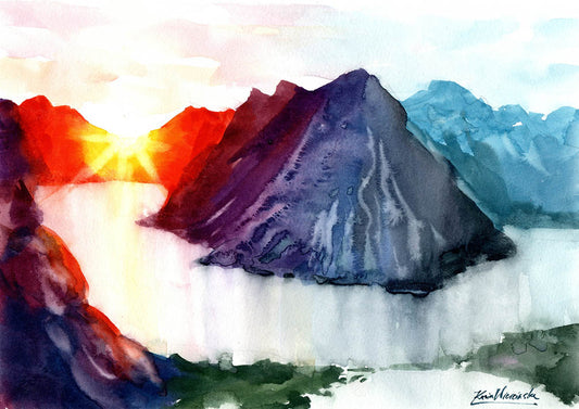 Lofoten - Sunrise in Reine • Original Artwork 19x27cm